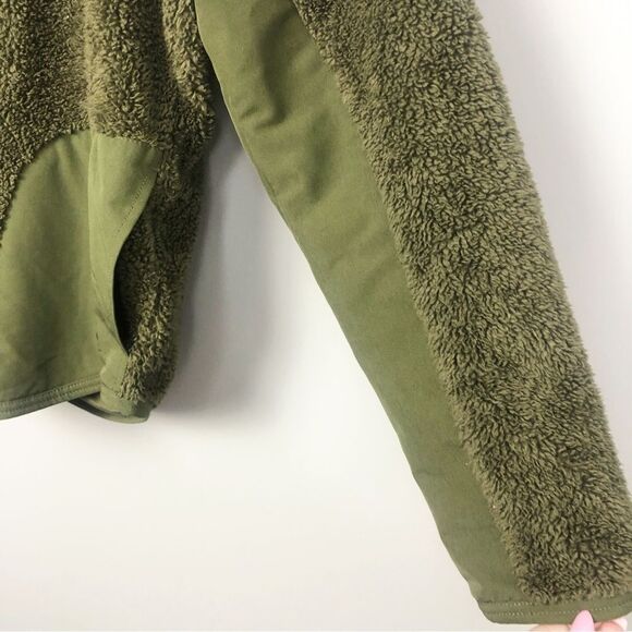 NIKE | Dark Olive Green Sherpa Pullover Hoodie Thermafit Women’s Size Medium - Picture 6 of 11